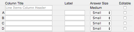 Table Setup: Columns